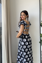 Printed Backless Maxi Dress