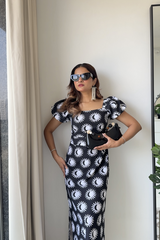 Printed Backless Maxi Dress