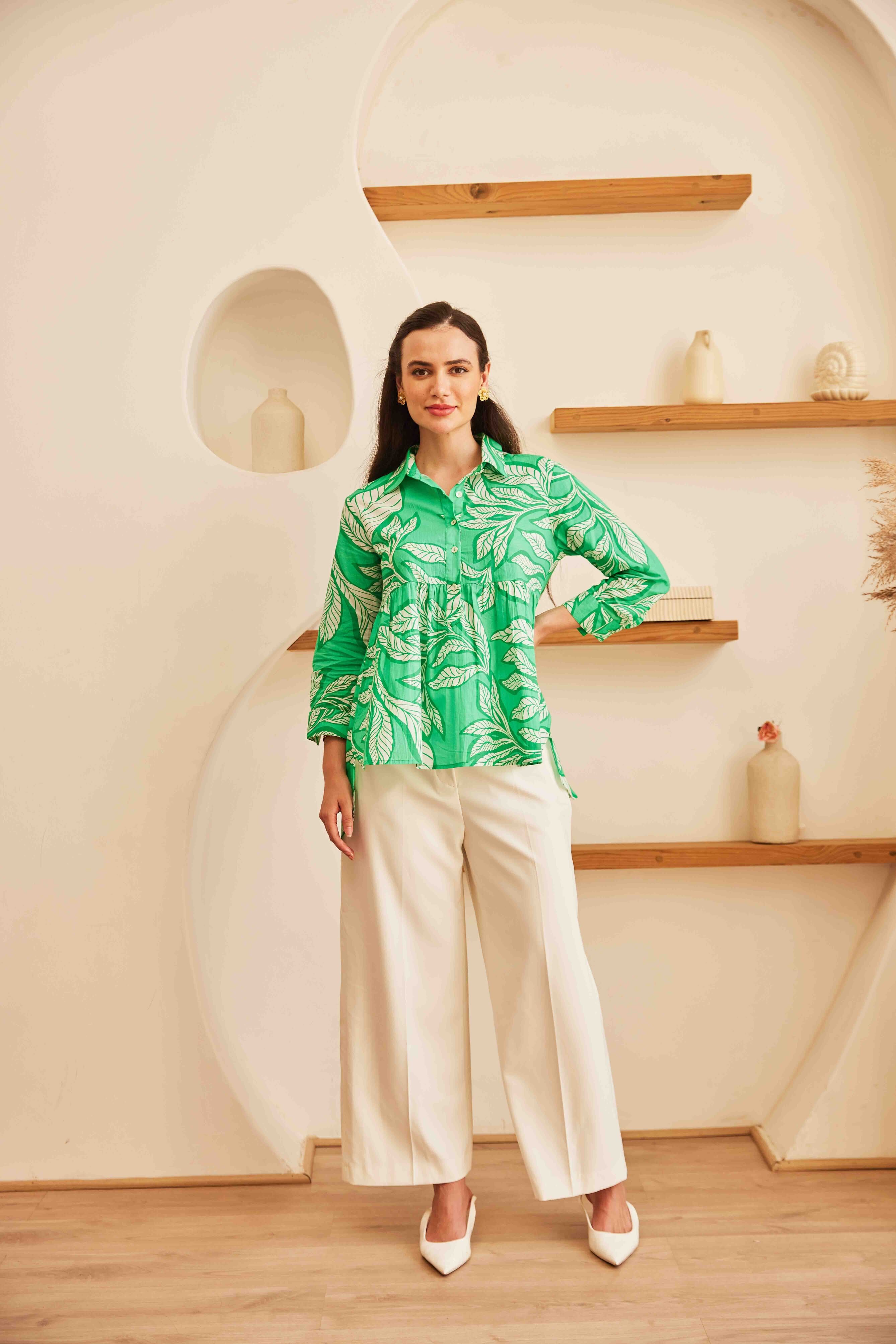 Printed Ecru Top