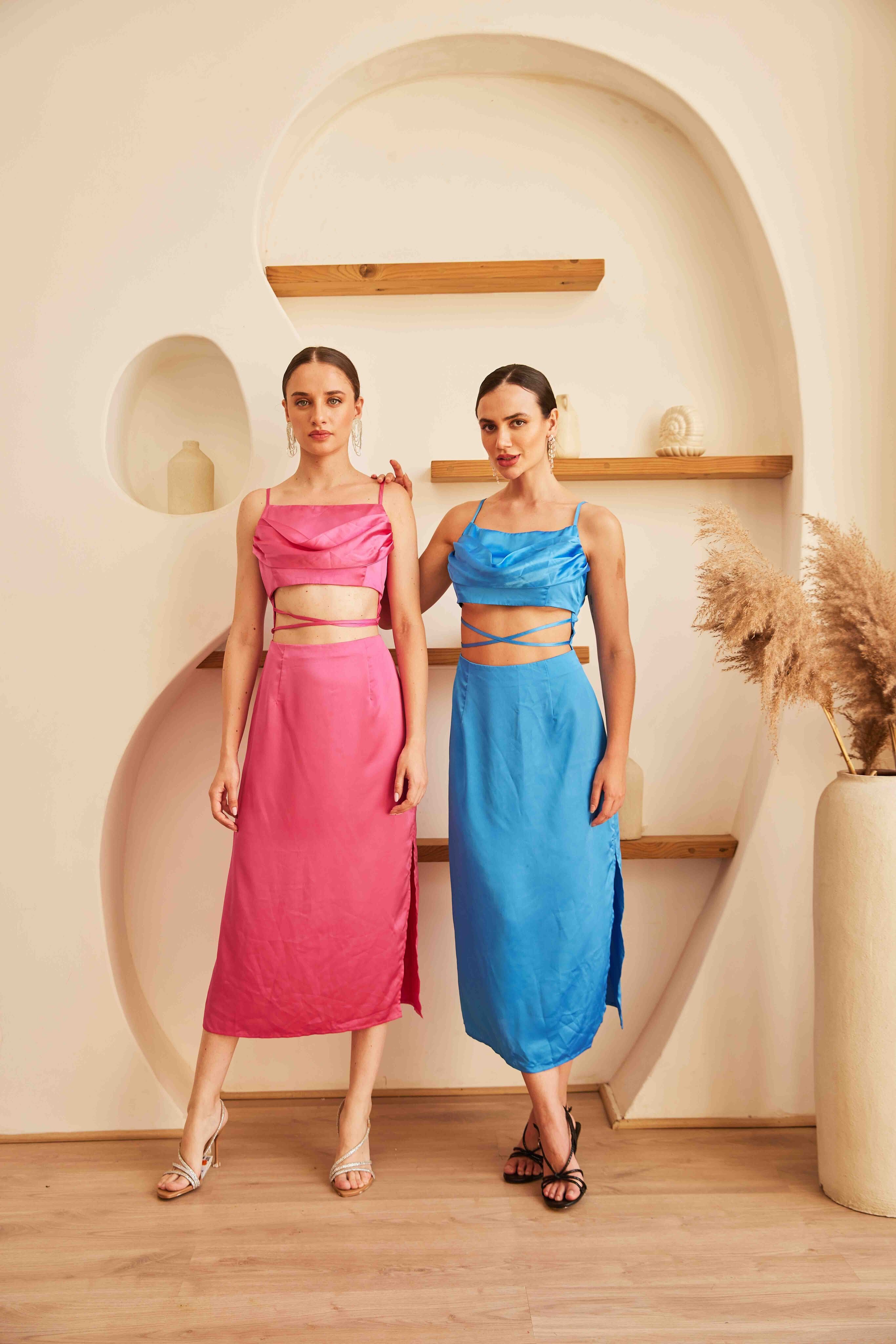 Satin Maxi with Cut Outs | Pink Pink Party Wear Dress