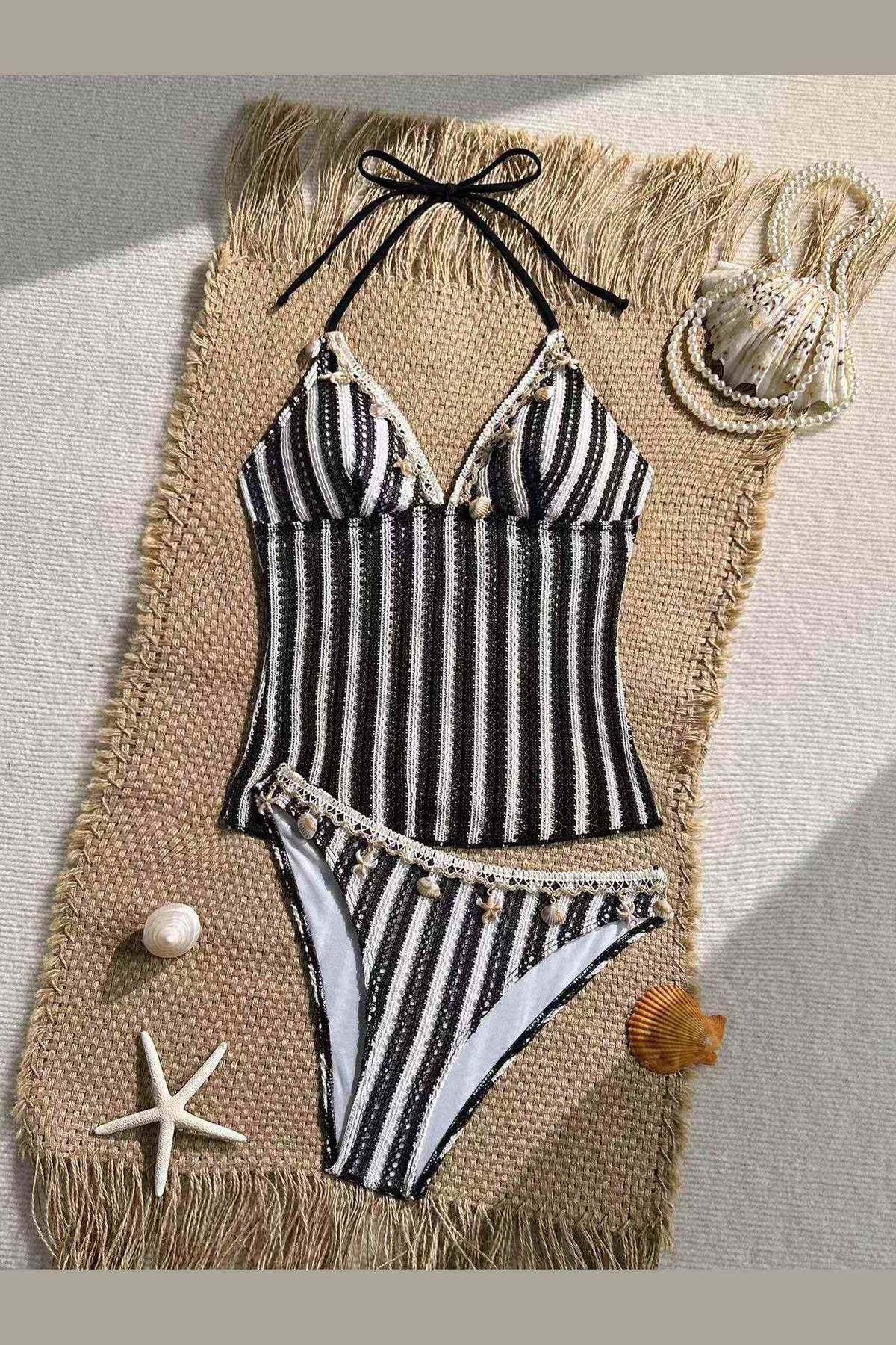 Shell Stripe | Black & Ivory