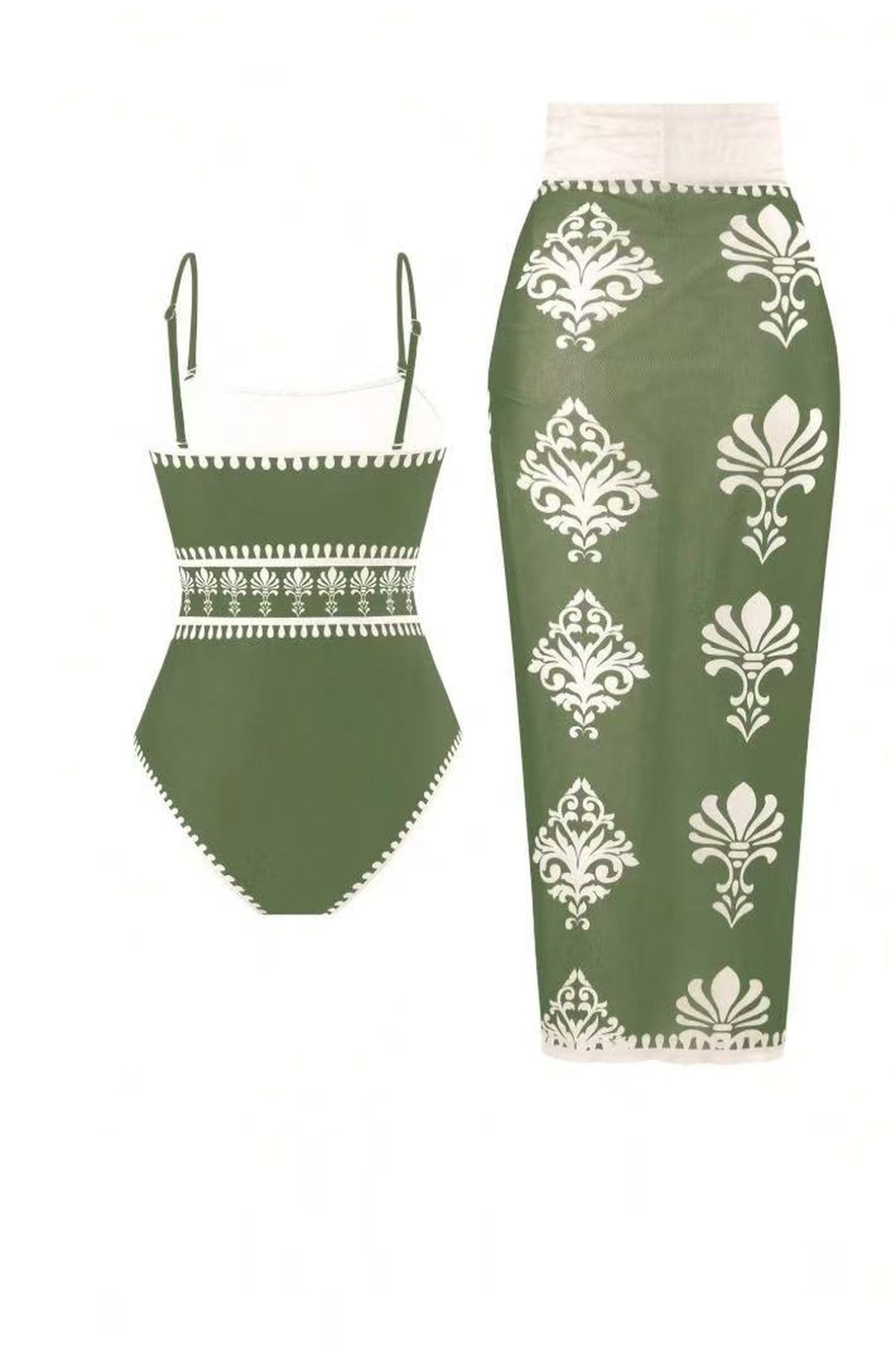 Printed Swimsuit with Sarong