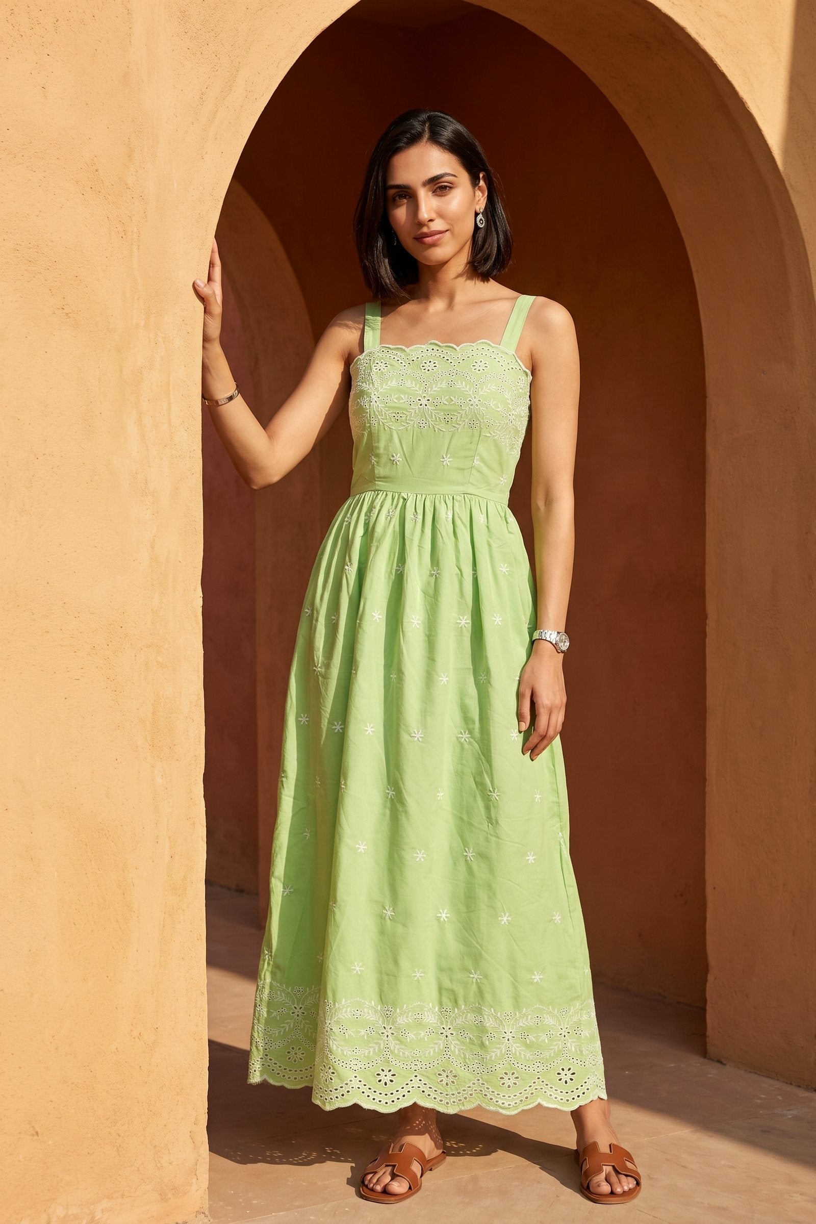 Maxi With Embroidery | Green