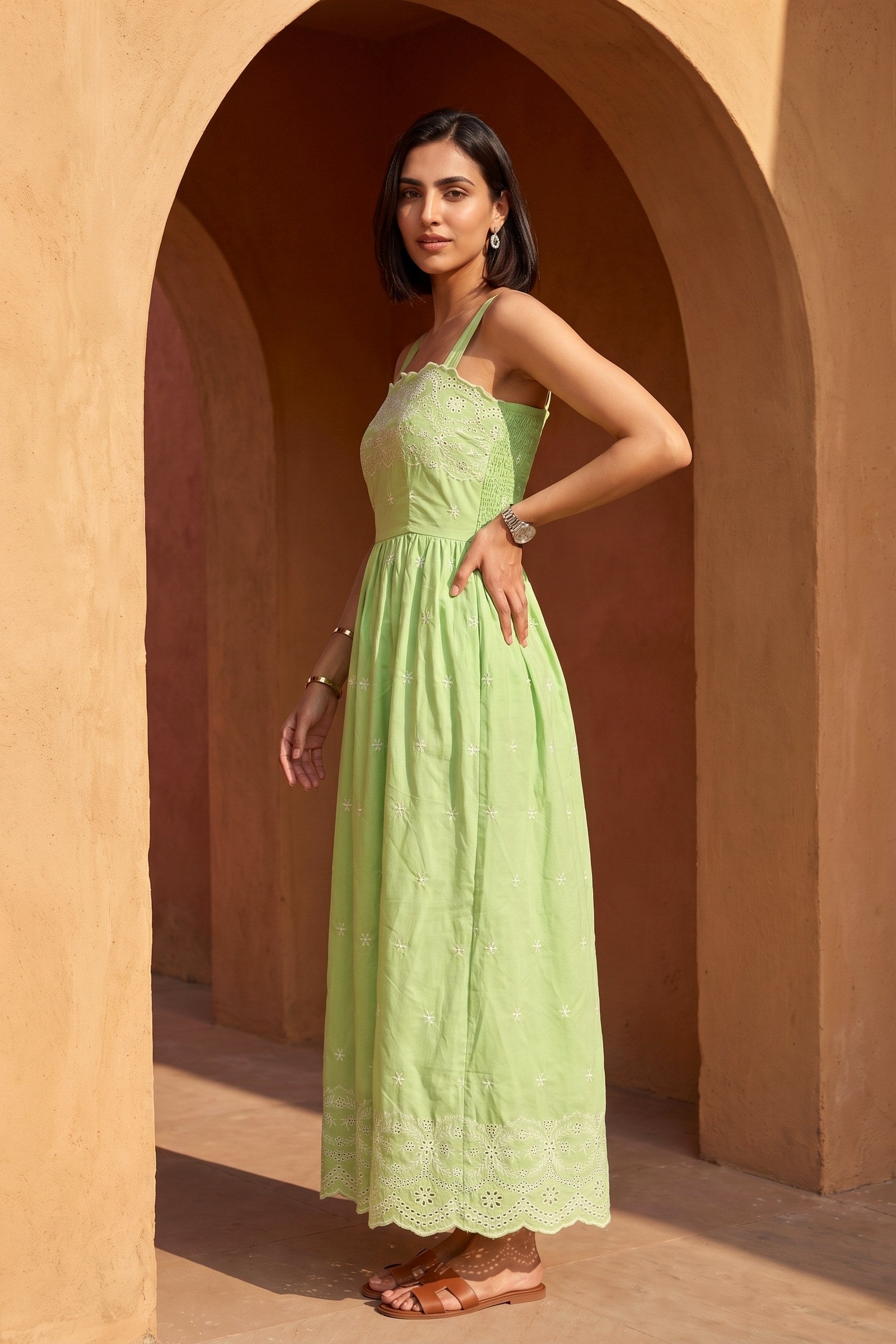 Maxi With Embroidery | Green