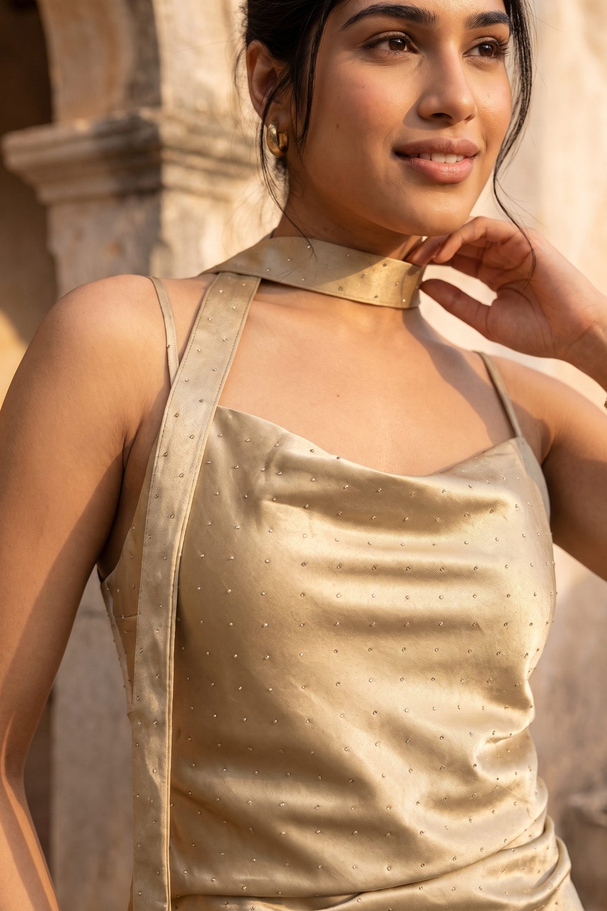 Celeste Satin Maxi | Beige