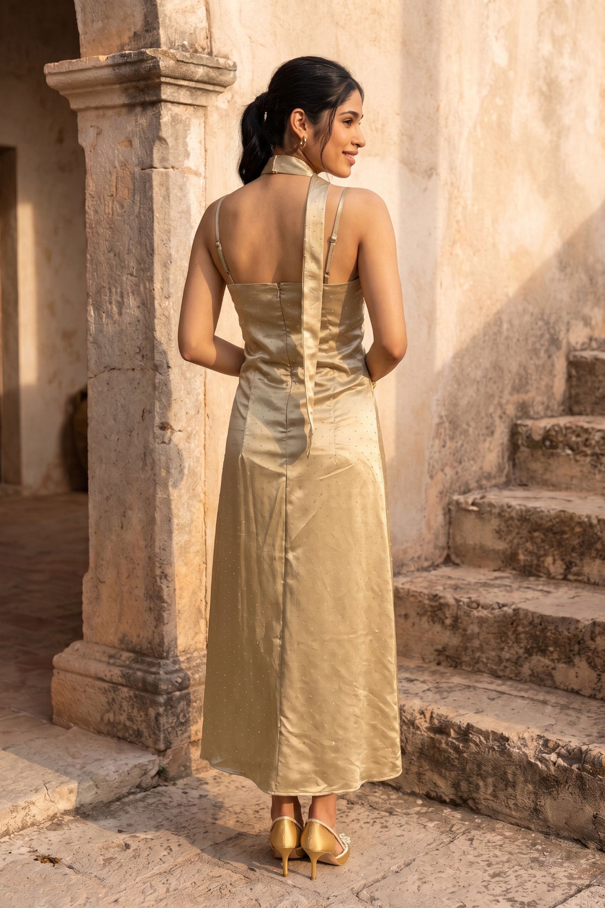 Celeste Satin Maxi | Beige