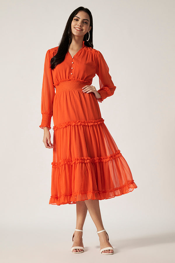 Textured Maxi Dress | Tangerine