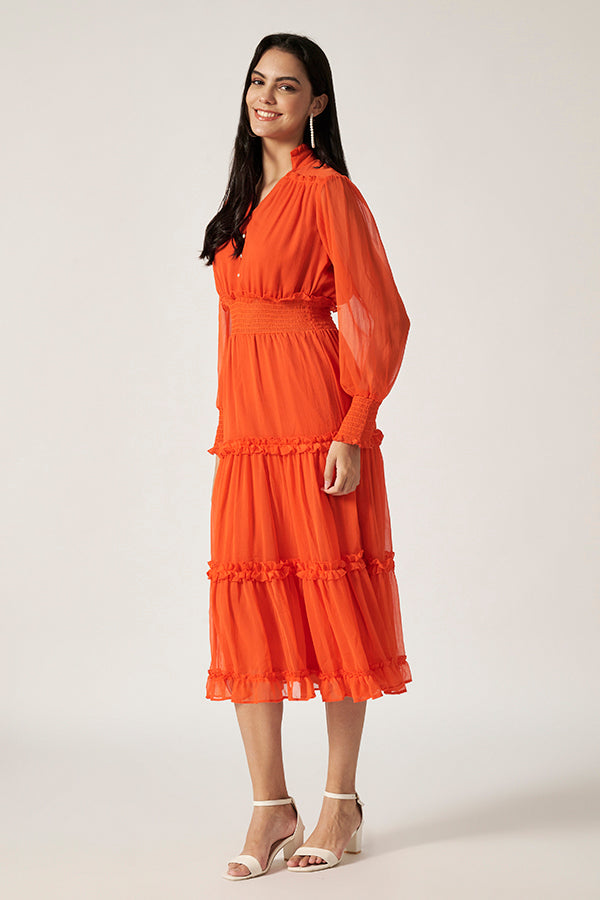 Textured Maxi Dress | Tangerine