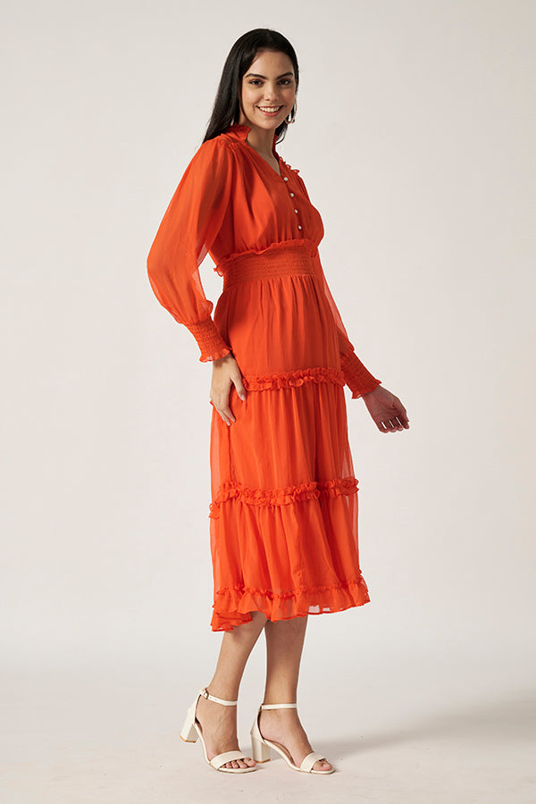 Textured Maxi Dress | Tangerine