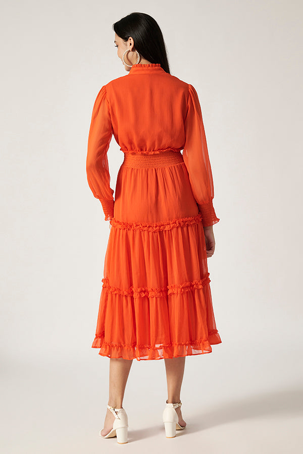 Textured Maxi Dress | Tangerine