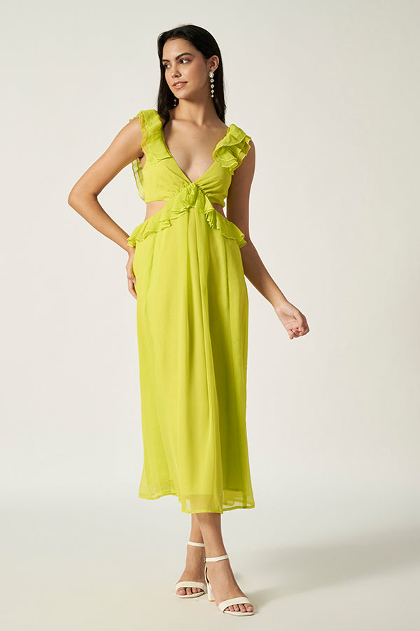 Cut -Out Maxi Dress | Green
