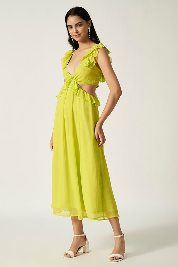Cut -Out Maxi Dress | Green