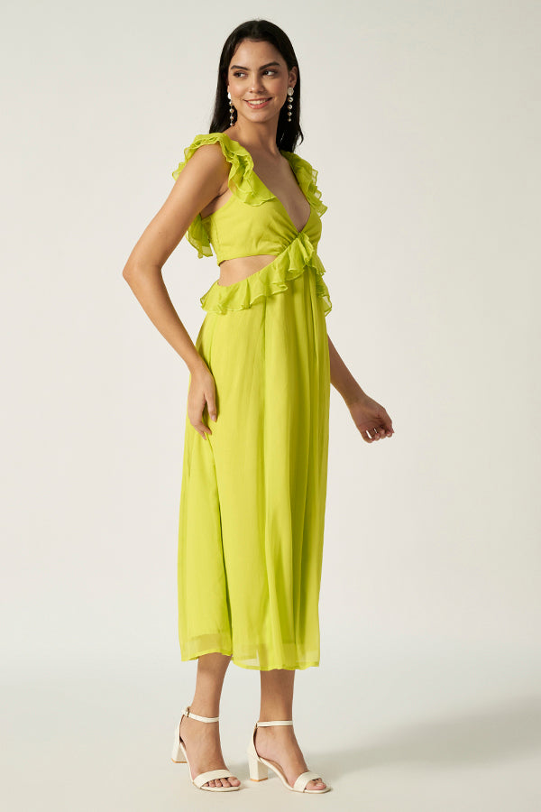 Cut -Out Maxi Dress | Green