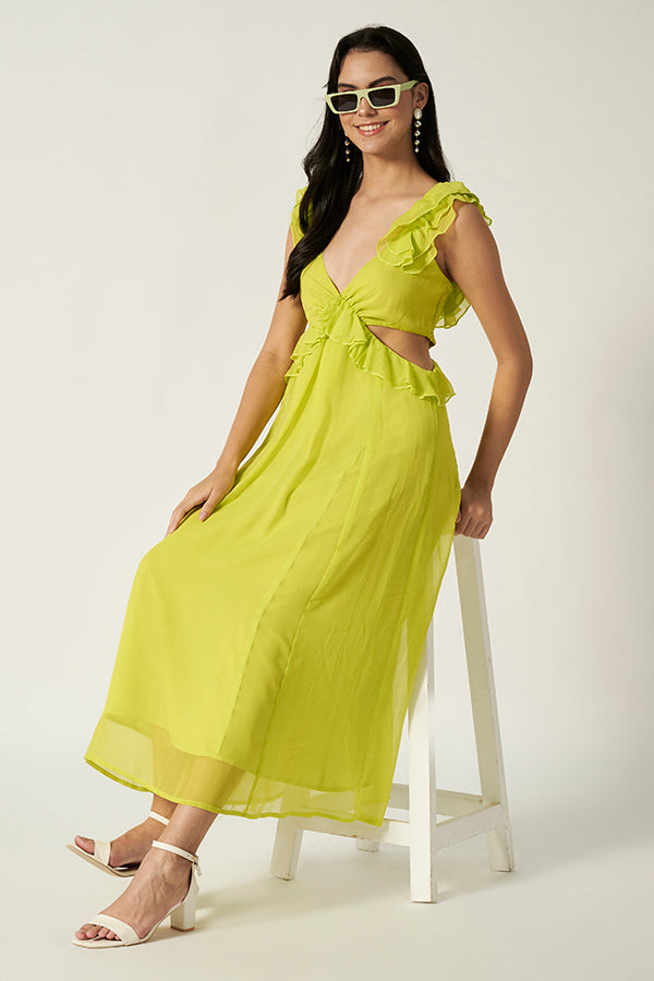 Cut -Out Maxi Dress | Green