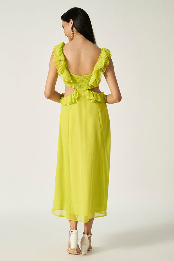 Cut -Out Maxi Dress | Green