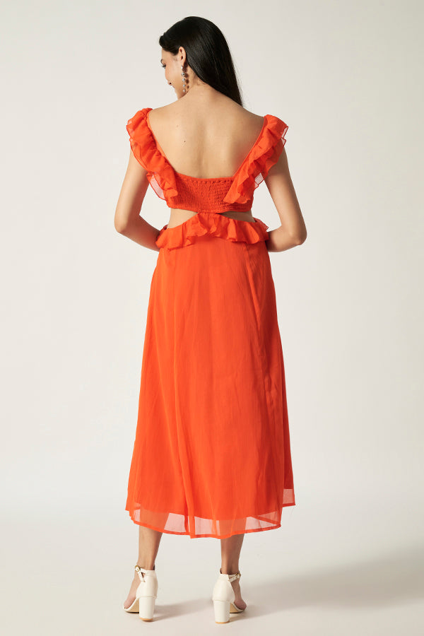 Cut-Out Maxi Dress |Tangerine