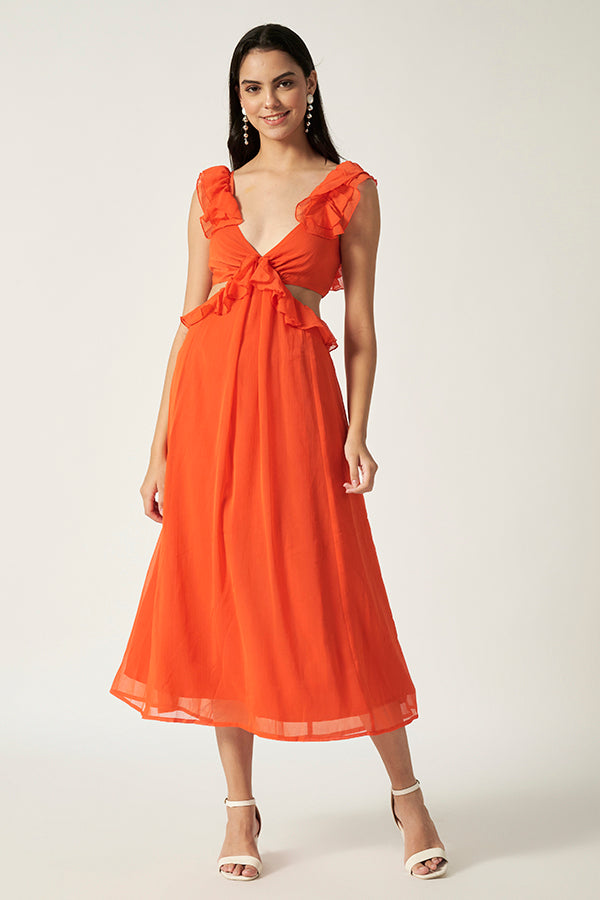 Cut-Out Maxi Dress |Tangerine