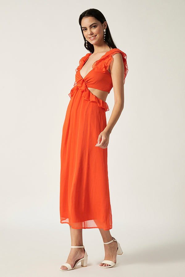Cut-Out Maxi Dress |Tangerine