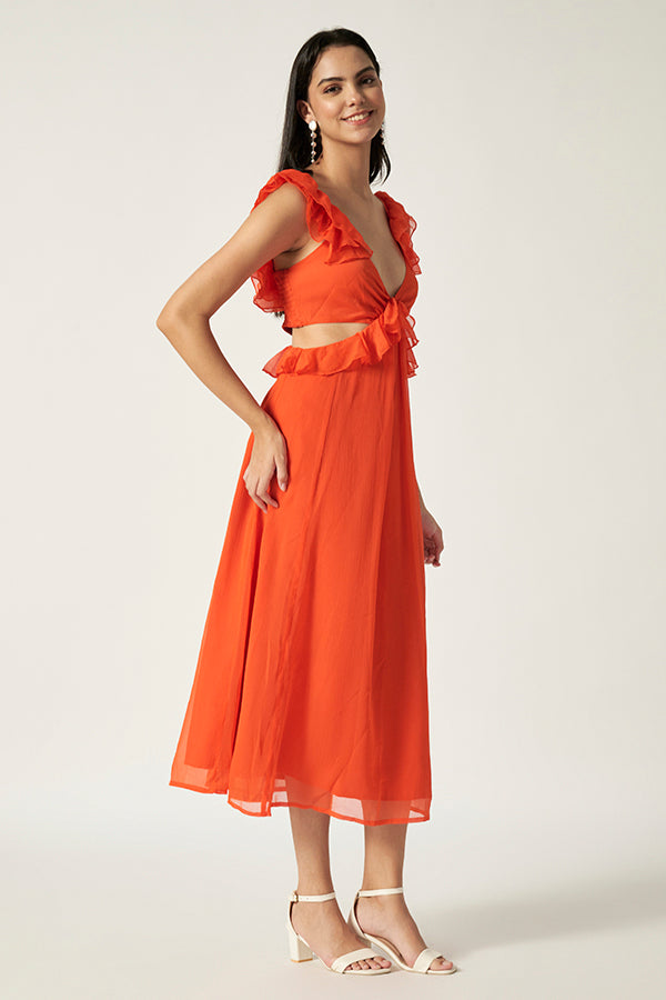 Cut-Out Maxi Dress |Tangerine