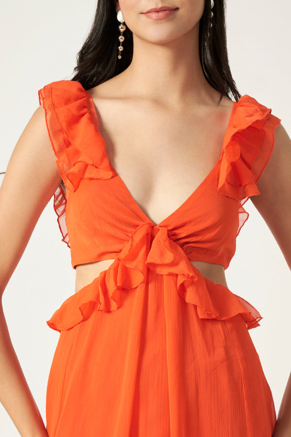 Cut-Out Maxi Dress |Tangerine