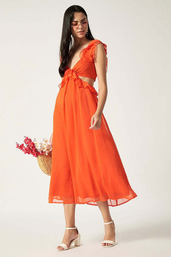 Cut-Out Maxi Dress |Tangerine
