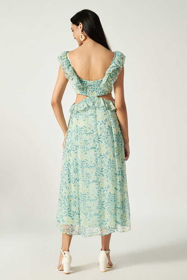 Printed Cut - Out Maxi Dress