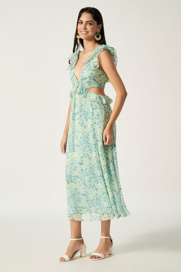 Printed Cut - Out Maxi Dress