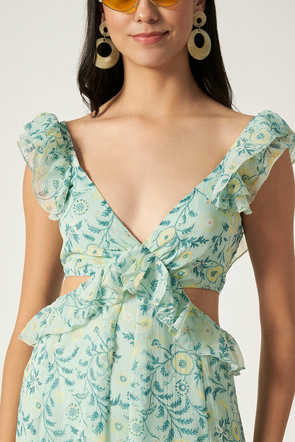 Printed Cut - Out Maxi Dress