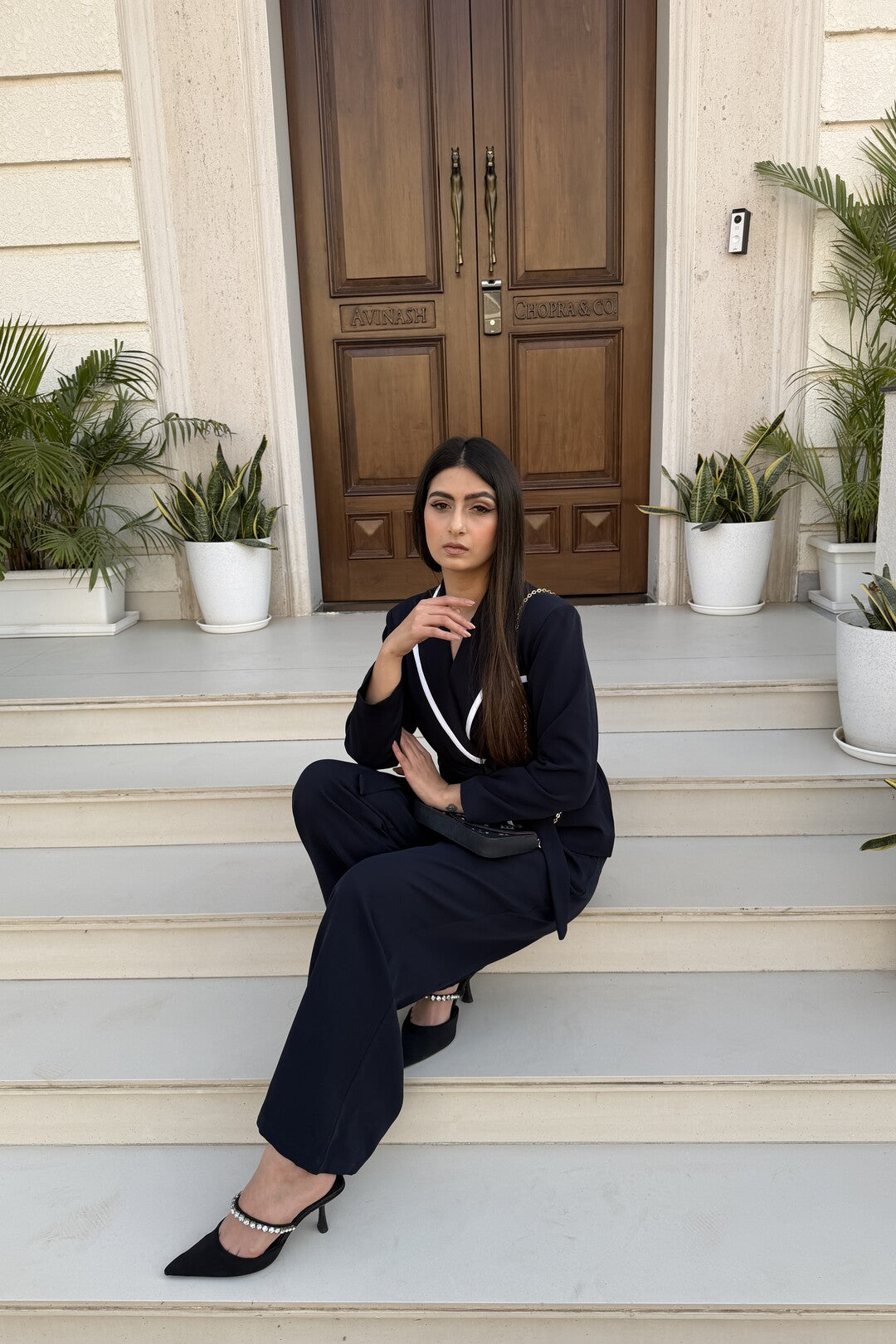 Elina Blazer Co-Ord Set (Navy)