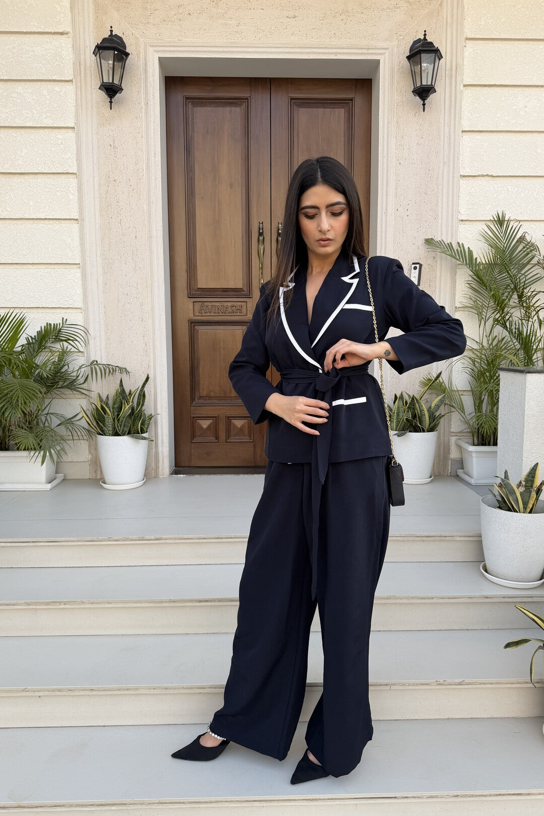 Elina Blazer Co-Ord Set (Navy)