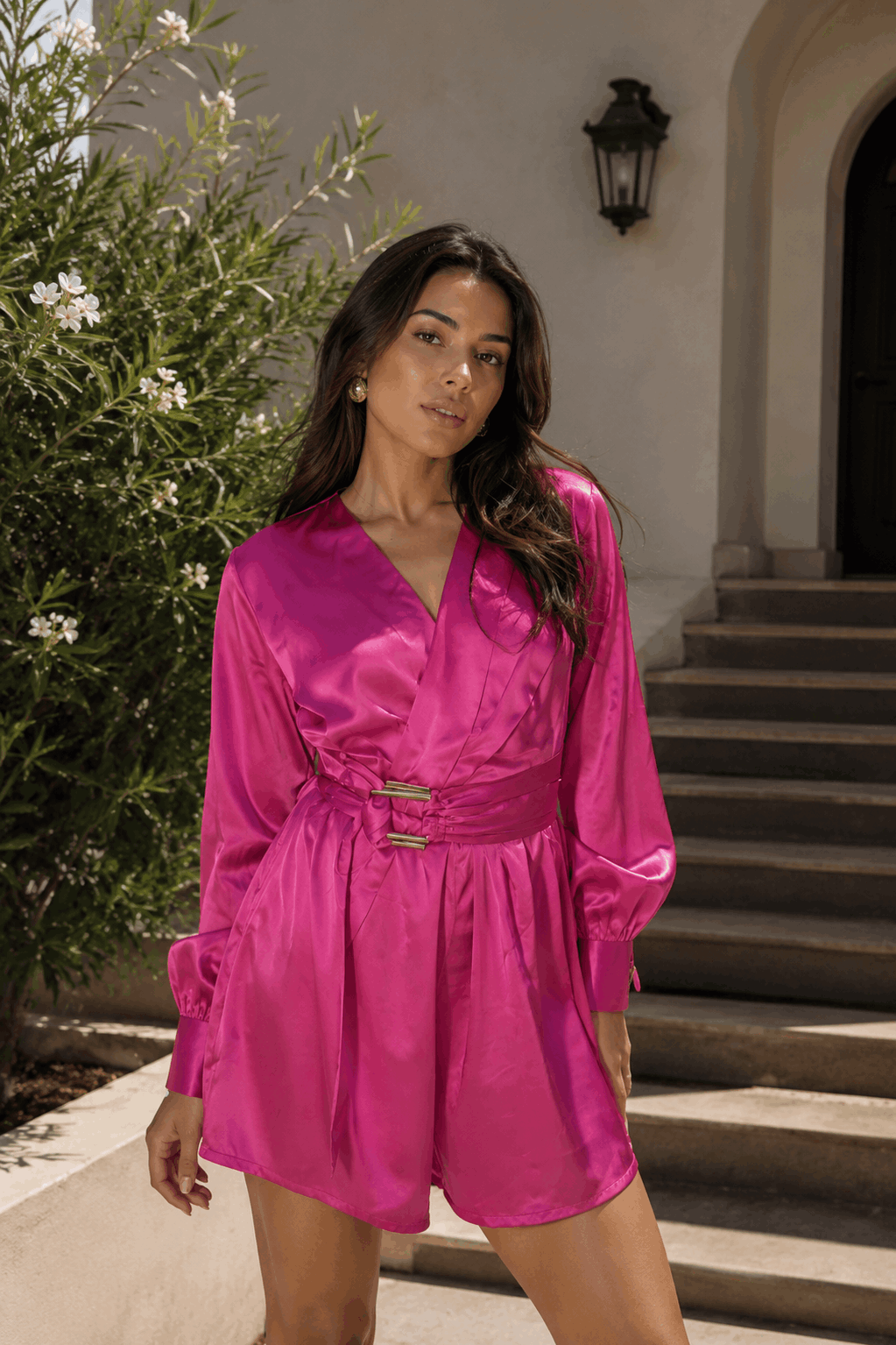 Satin Playsuit | Pink