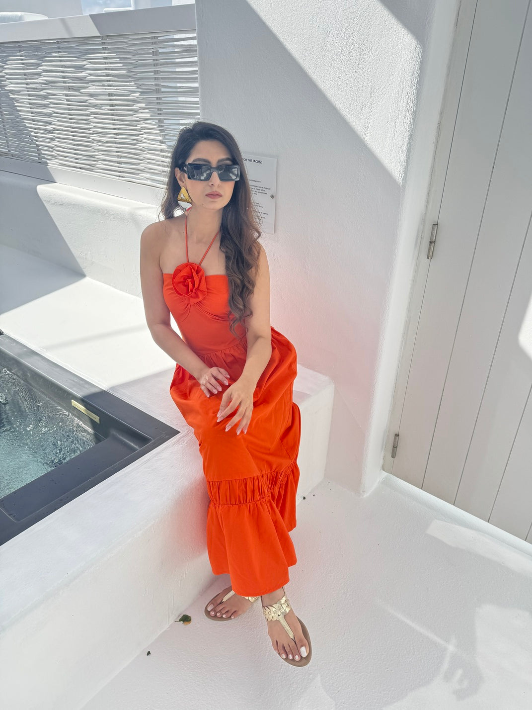Maxi With Flower Detailing | Orange