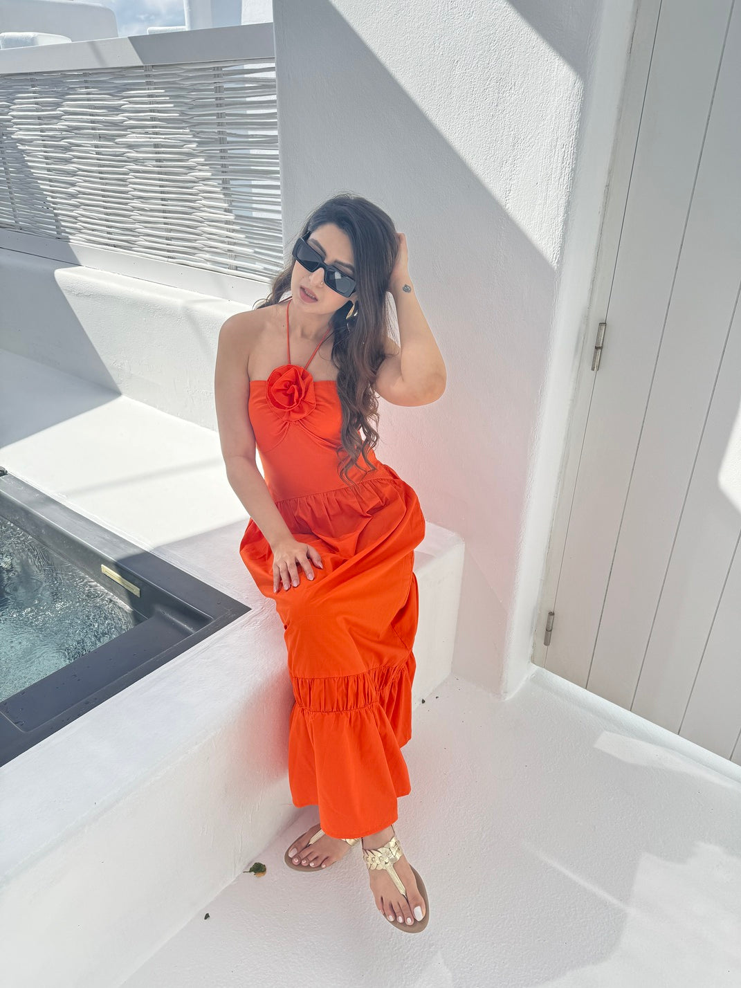 Maxi With Flower Detailing | Orange