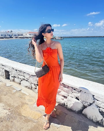 Maxi With Flower Detailing | Orange