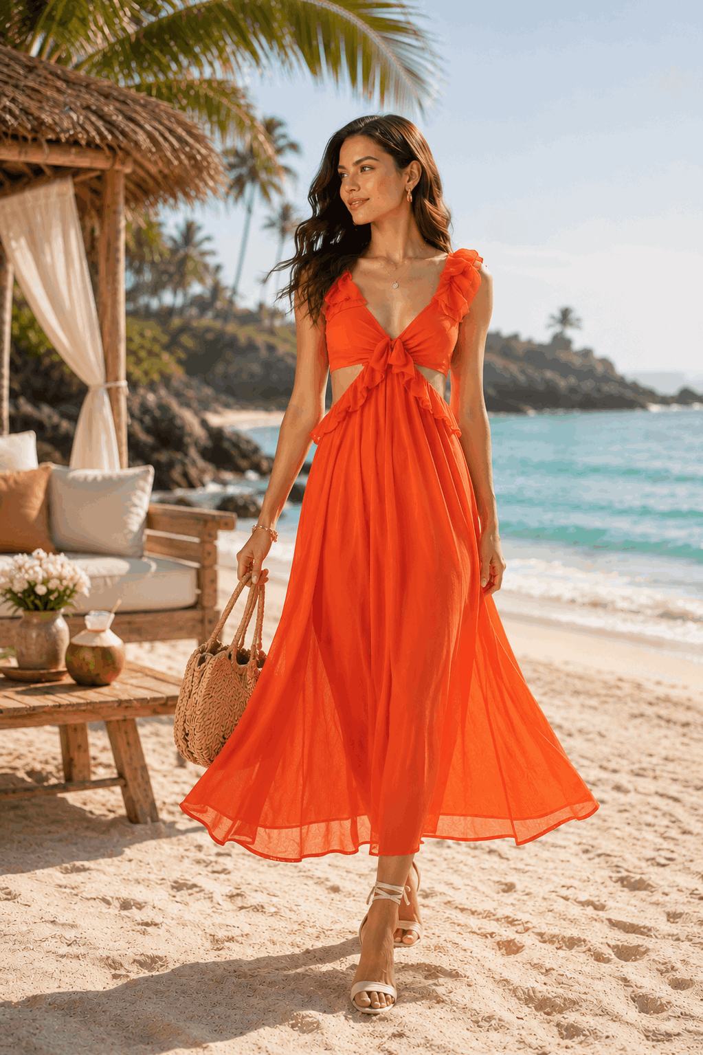 Cut-Out Maxi Dress |Tangerine