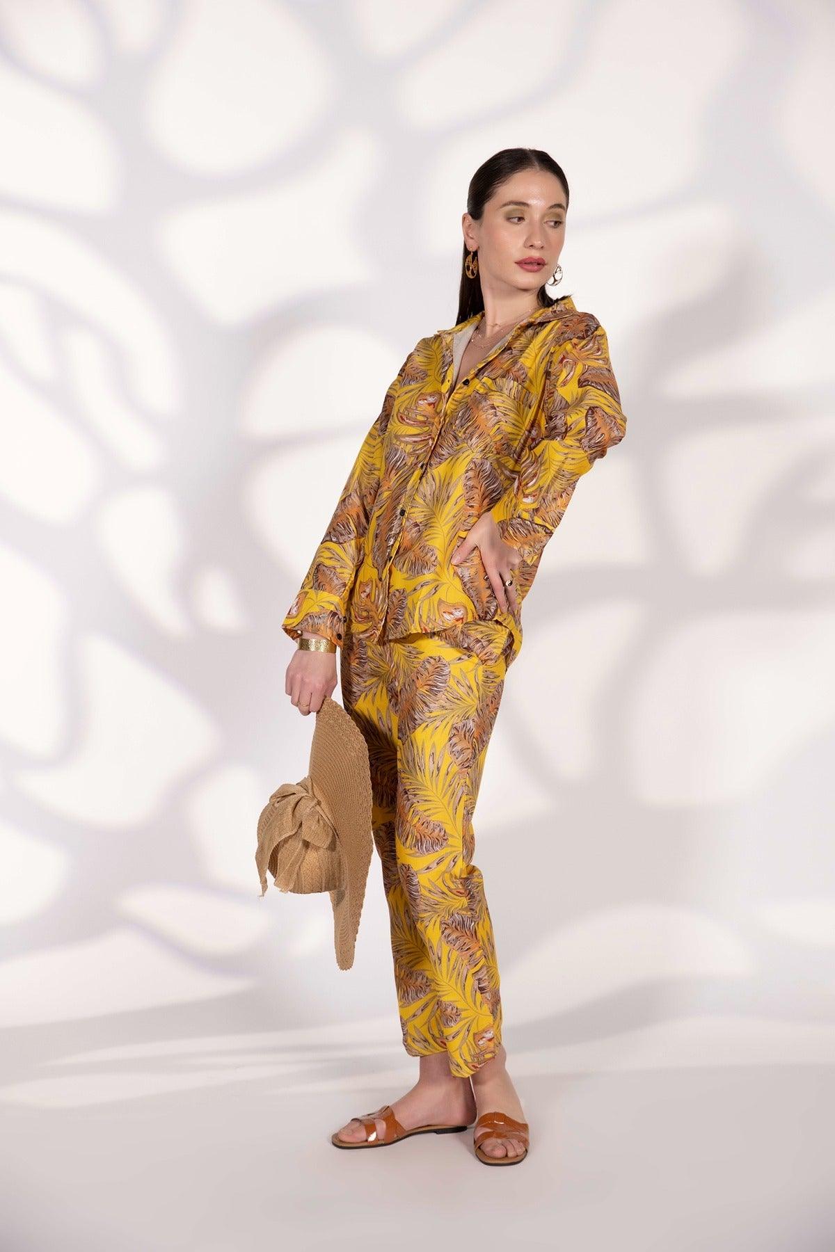 Yellow Printed Pants