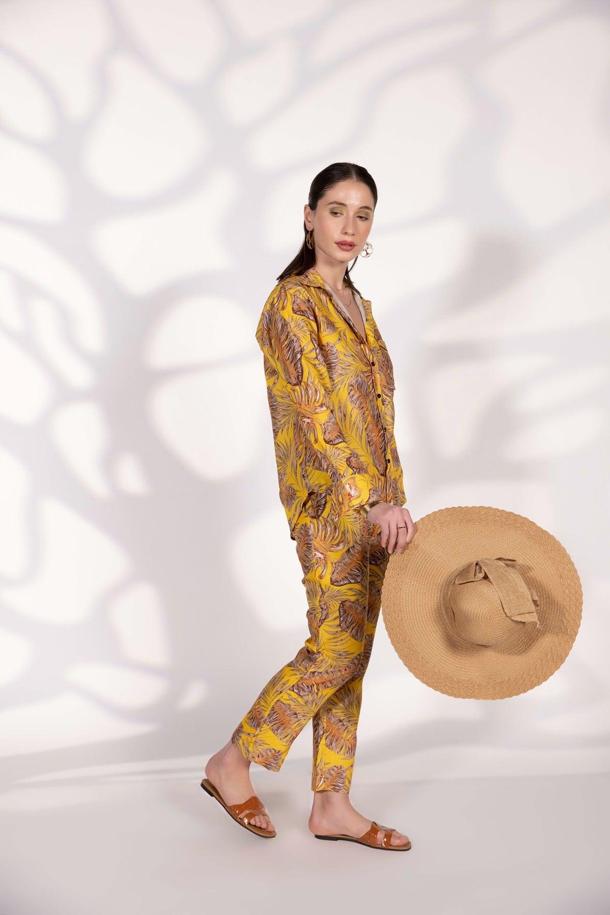 Yellow Printed Pants