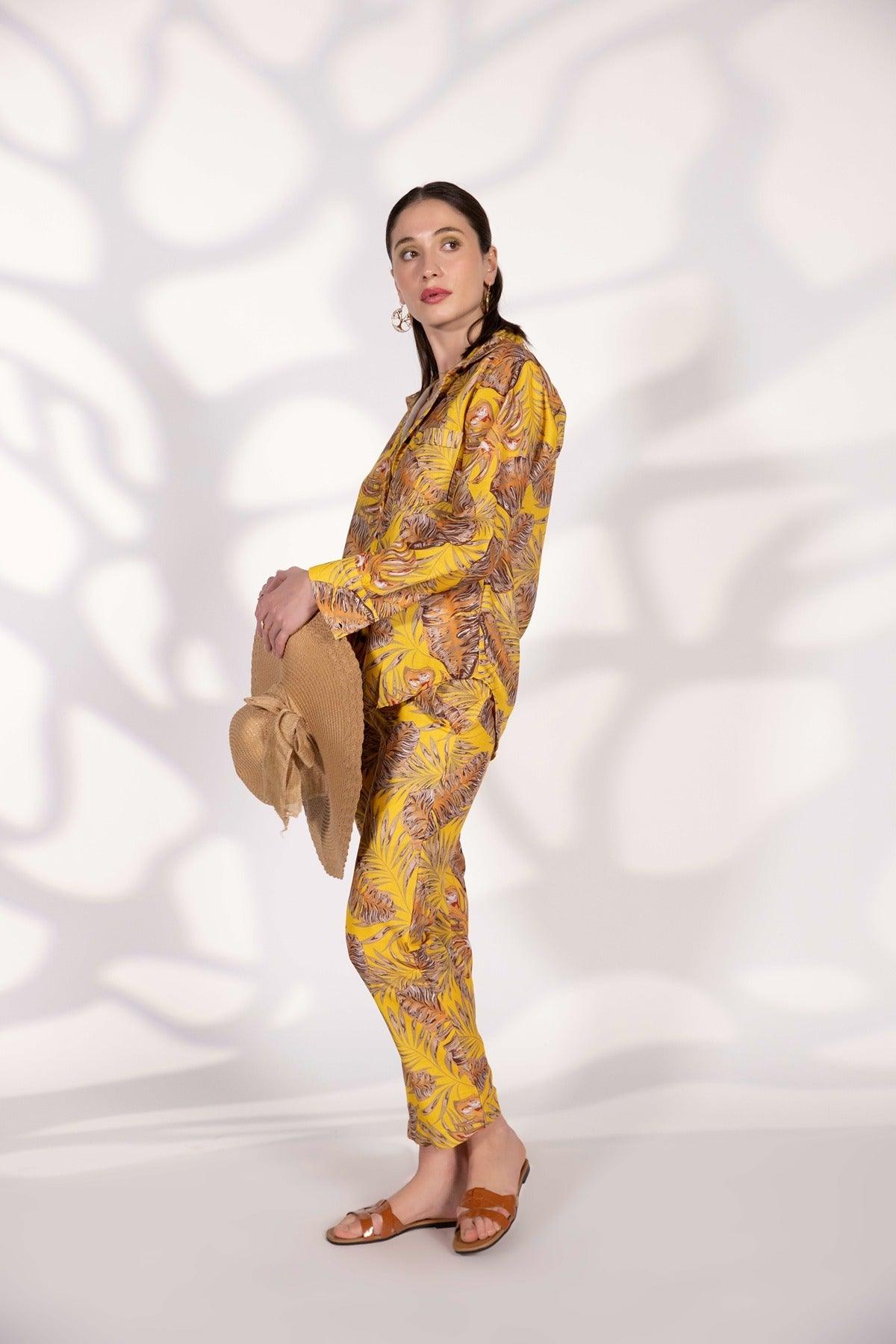 Yellow Printed Pants