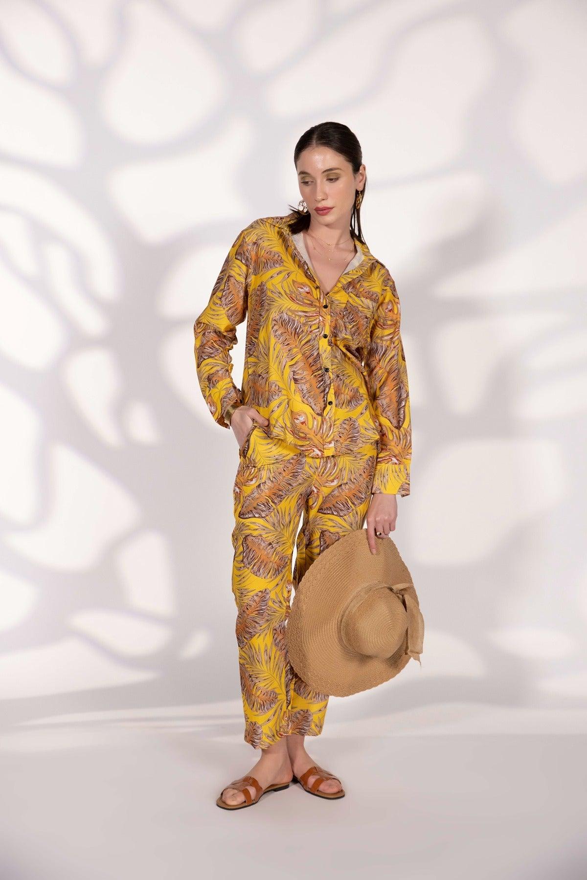 Yellow Printed Pants