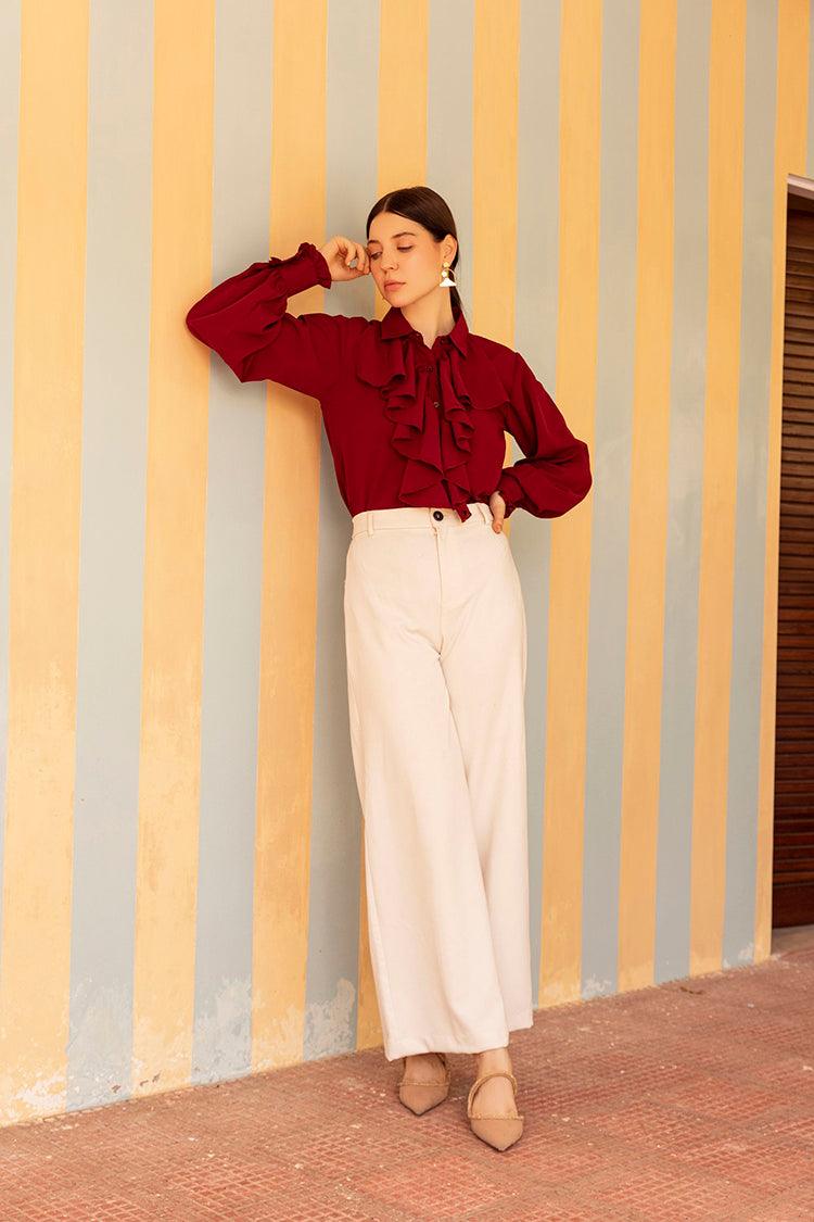 Plum Ruffle Shirt