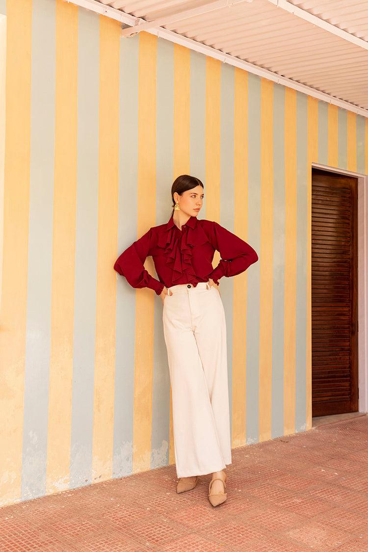 Plum Ruffle Shirt