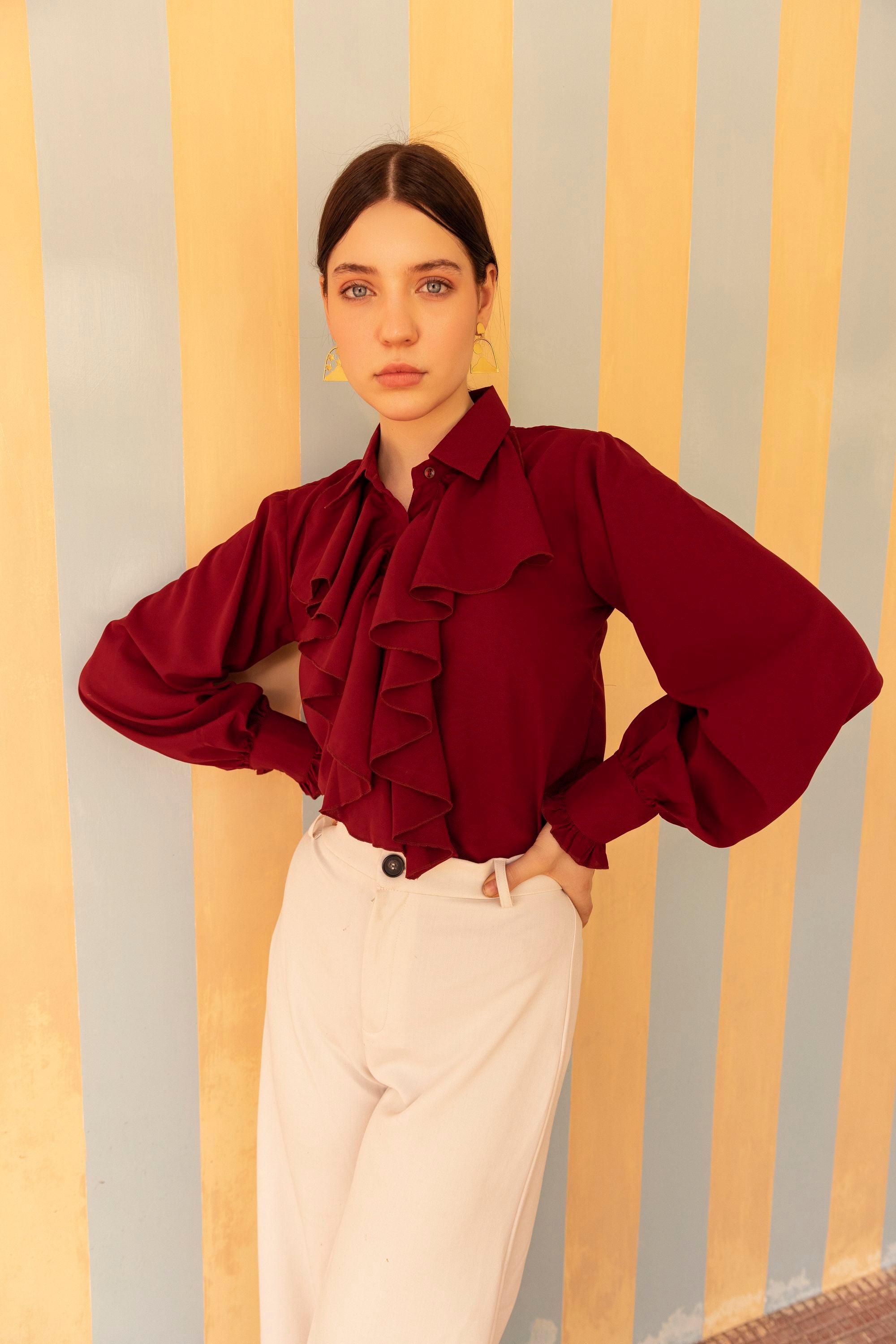 Plum Ruffle Shirt